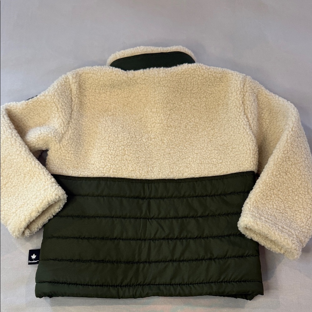 Canadiana Kids Jacket Sherpa Fleece Green and Cream Unisex Toddler Size 3T - Picture 8 of 15